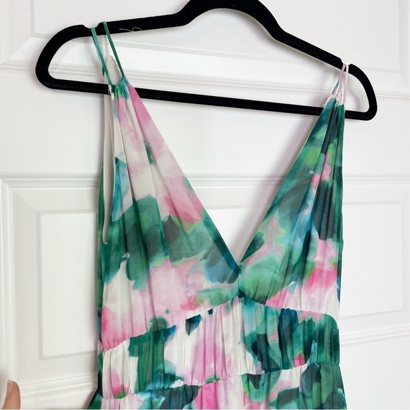 New Zara Floral Print Deep V-neck Flowy Wide Leg Jumpsuit - Picture 6 of 13